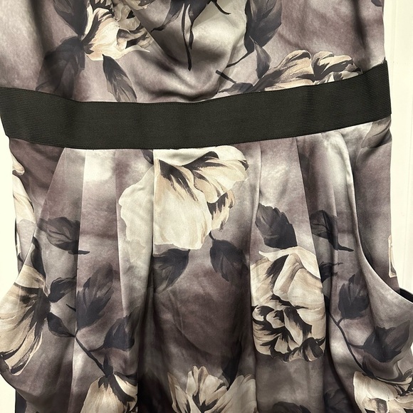 H&M big floral cowl neck cocktail dress pockets banded waist sleeveless sheath‎ - Picture 4 of 9